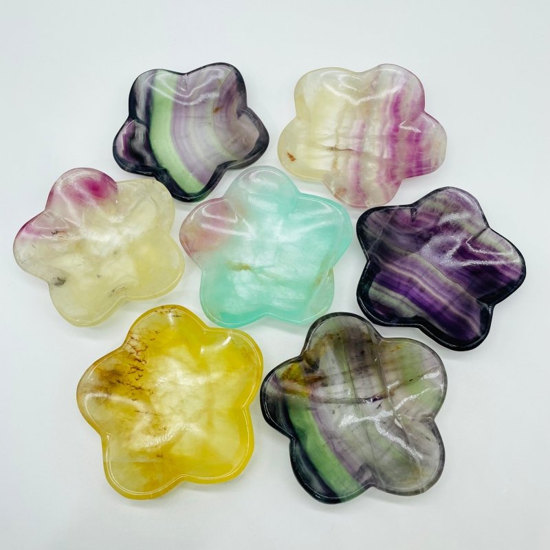 6 Types Different Shape Fluorite Colorful Shallow Bowl Heart Wholesale Moon Flower -Wholesale Crystals