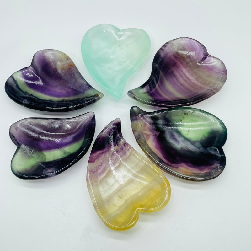 6 Types Different Shape Fluorite Colorful Shallow Bowl Heart Wholesale Moon Flower -Wholesale Crystals