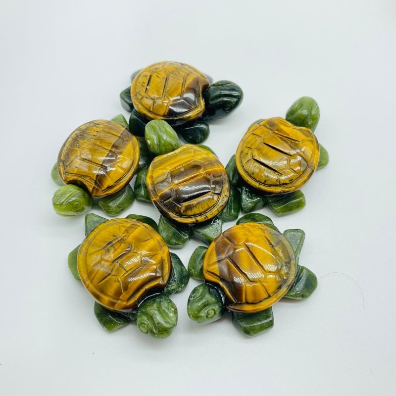 6 Types Turtle Carving Crystal Wholesale Tiger Eye Ocean Jasper -Wholesale Crystals