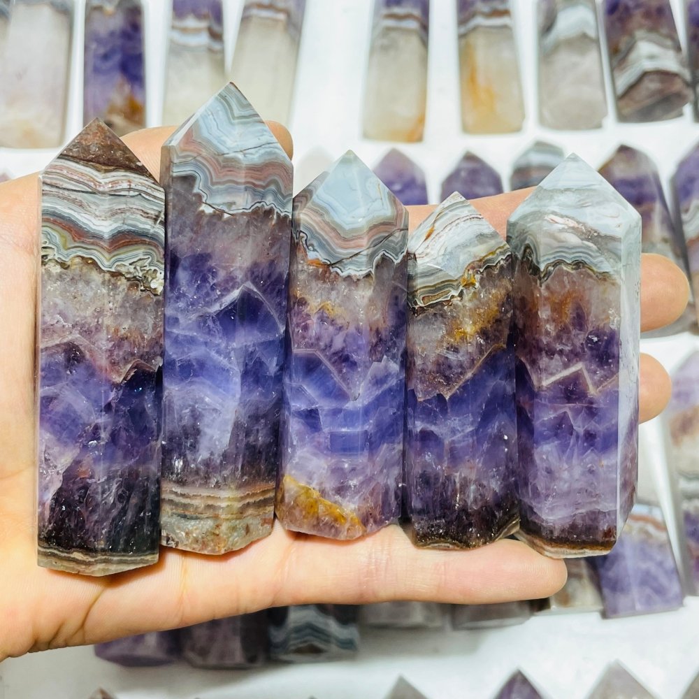 63 Pieces Amethyst Mixed Striped Agate Crystal Points -Wholesale Crystals