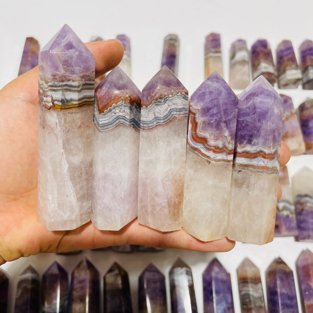 63 Pieces Amethyst Mixed Striped Agate Crystal Points -Wholesale Crystals