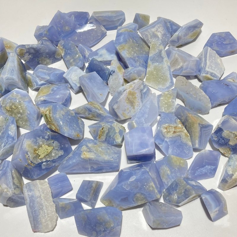 64 Pieces Blue Chalcedony High Quality Free Form -Wholesale Crystals