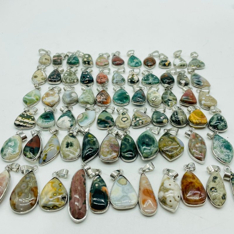 66 Pieces Beautiful Vein Ocean Japser Pendant -Wholesale Crystals