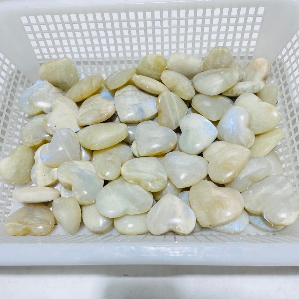 66 Pieces High Quality Moonstone Heart -Wholesale Crystals
