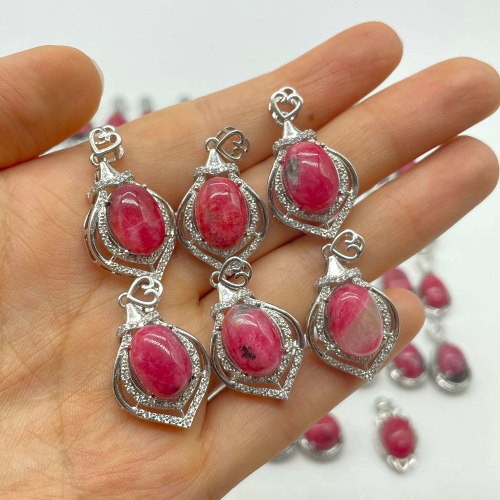 77 Pieces Beautiful Rhodonite Different Styles Pendant -Wholesale Crystals
