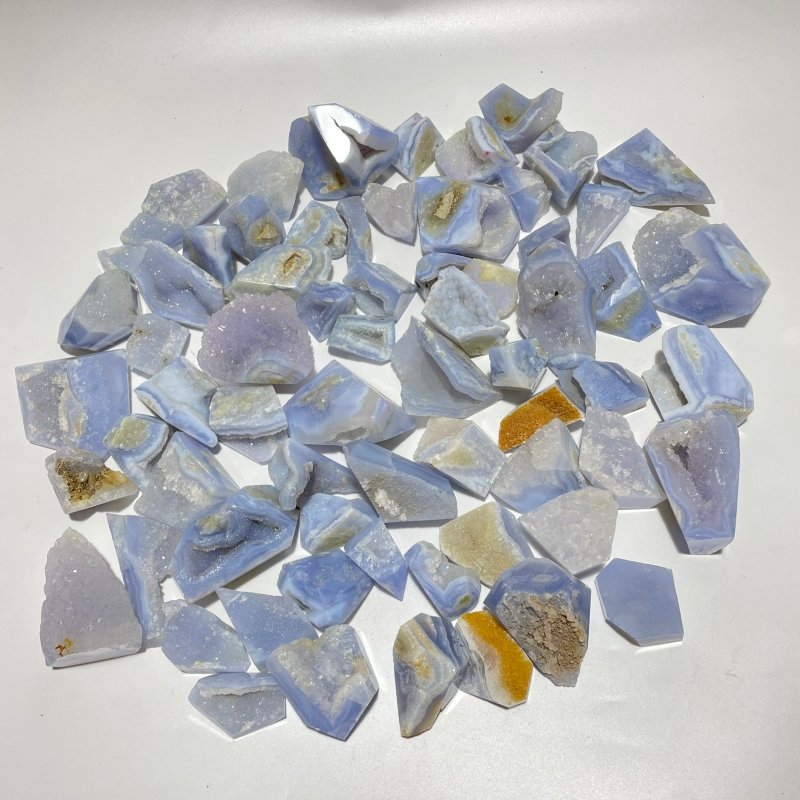 68 Pieces Small Blue Chalcedony Geode Druzy Free Form -Wholesale Crystals