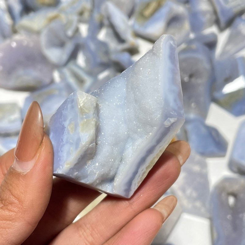 68 Pieces Small Blue Chalcedony Geode Druzy Free Form -Wholesale Crystals