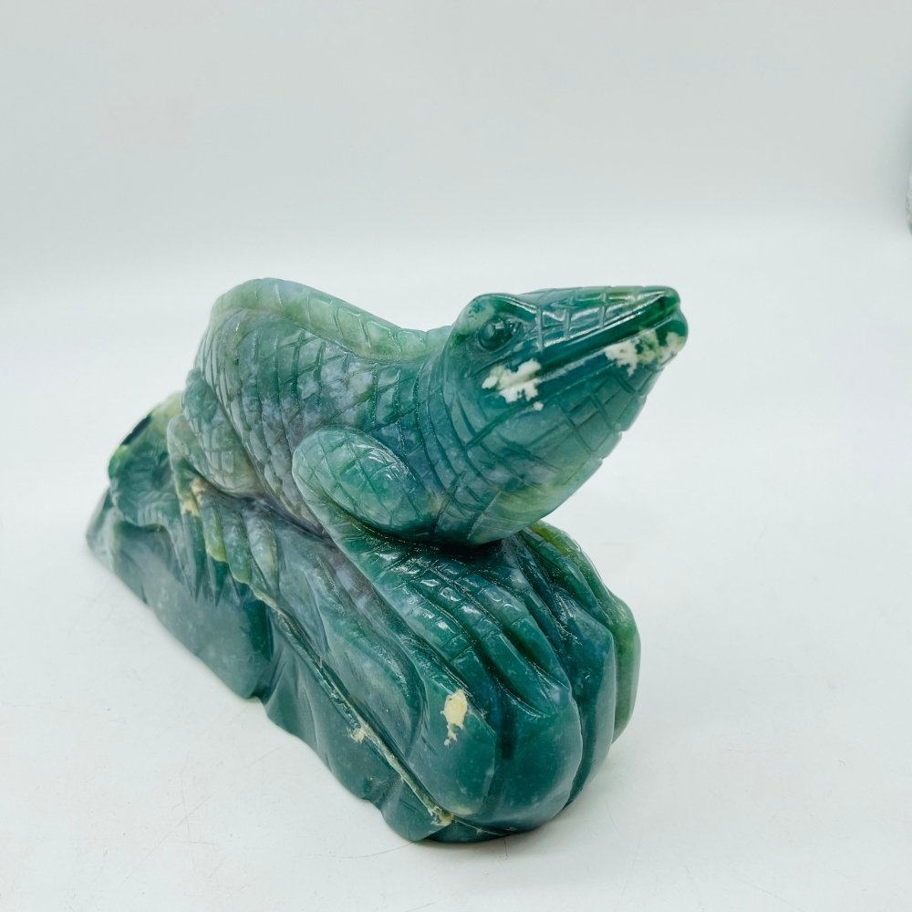High Quality Natural Moss Agate Lizard Carving -Wholesale Crystals