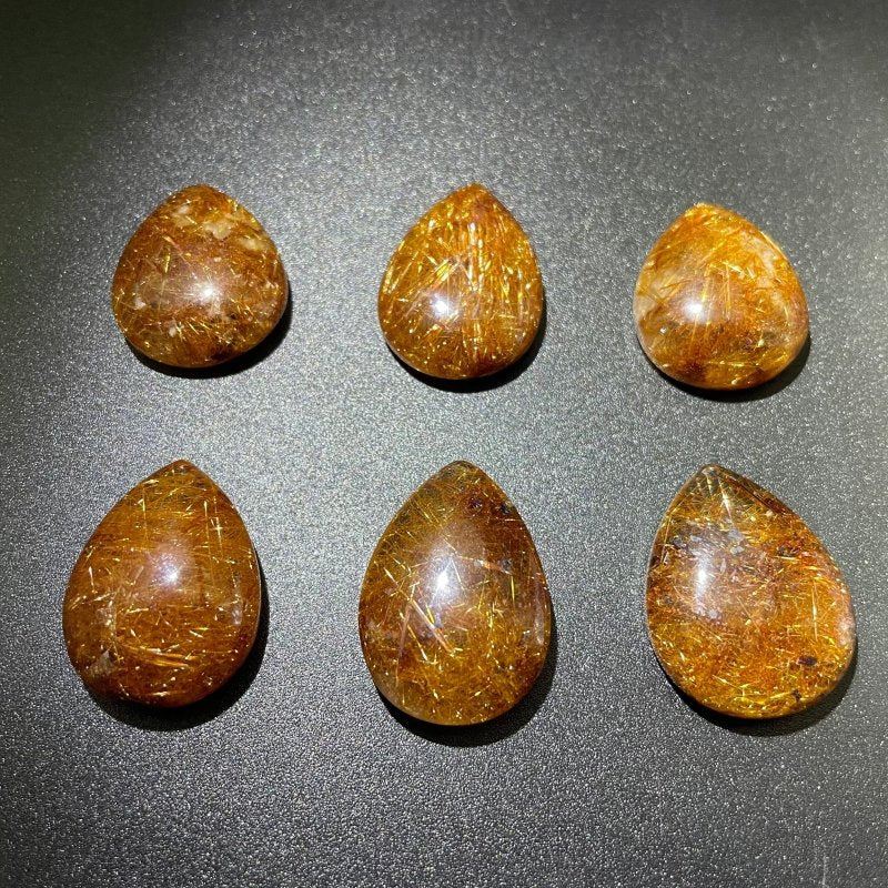 6pcs Lot High Quality Rutile Teardrop Pendant Jewelry Making -Wholesale Crystals