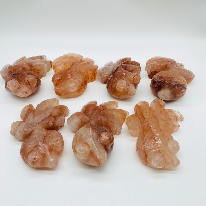 7 Pieces Fire Quartz GoldFish Carving -Wholesale Crystals