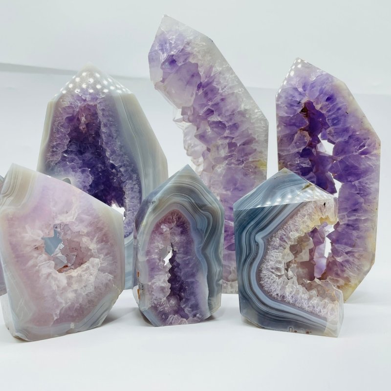 7 Pieces Geode Amethyst Agate Tower Points -Wholesale Crystals