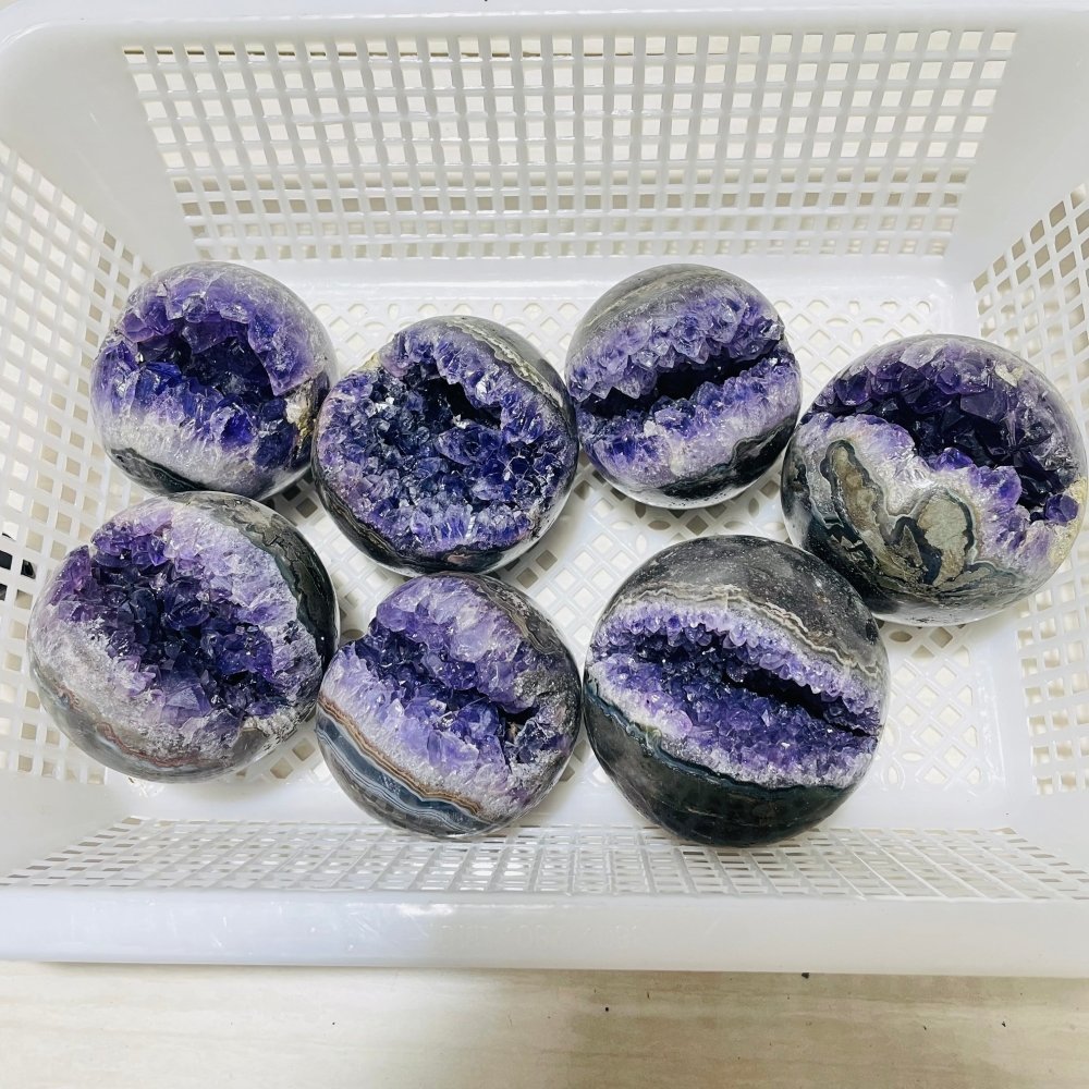 7 Pieces High Quality Amethyst Cluster Spheres -Wholesale Crystals