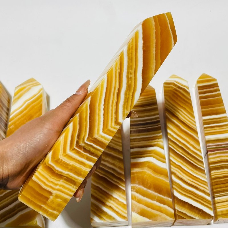 7 Pieces Large Beautiful Yellow Calcite Stripe Tower -Wholesale Crystals