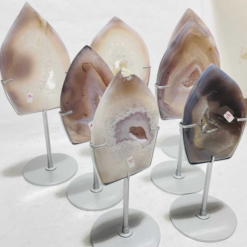 7 Pieces Large Geode Agate Arrow Head With Stand -Wholesale Crystals