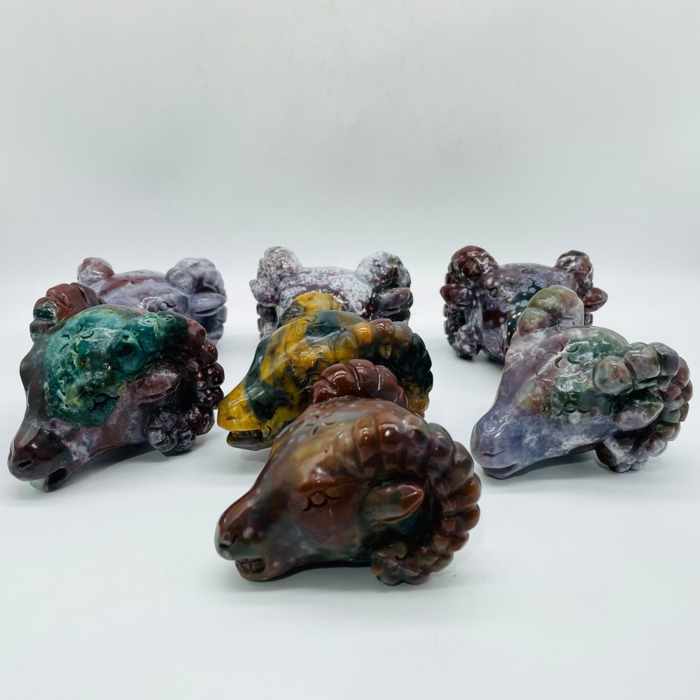 7 Pieces Ocean Jasper Goat Head Carving -Wholesale Crystals