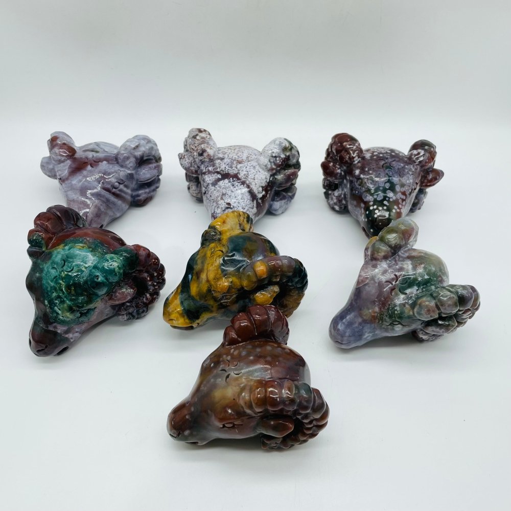 7 Pieces Ocean Jasper Goat Head Carving -Wholesale Crystals