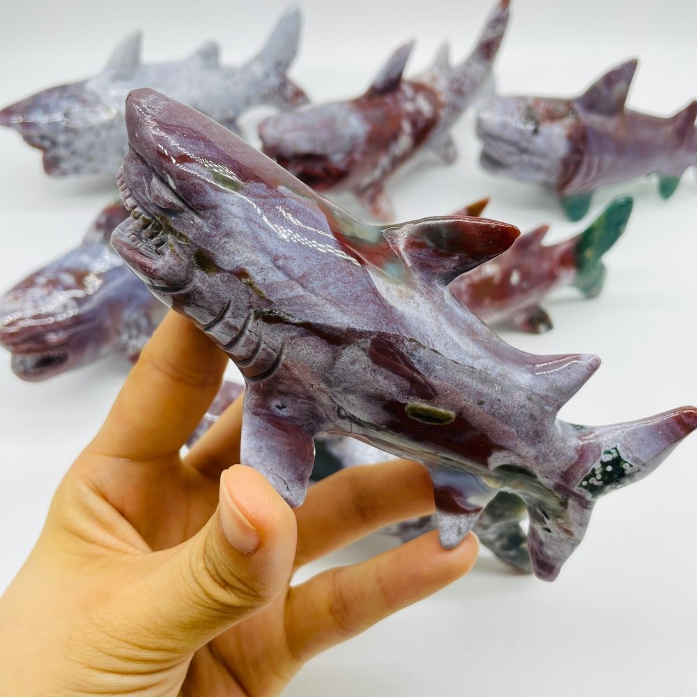 7 Pieces Ocean Jasper Shark Carving -Wholesale Crystals