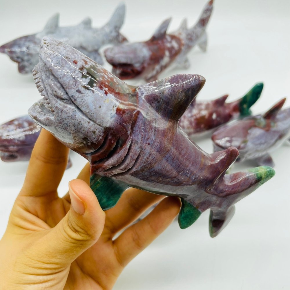 7 Pieces Ocean Jasper Shark Carving -Wholesale Crystals