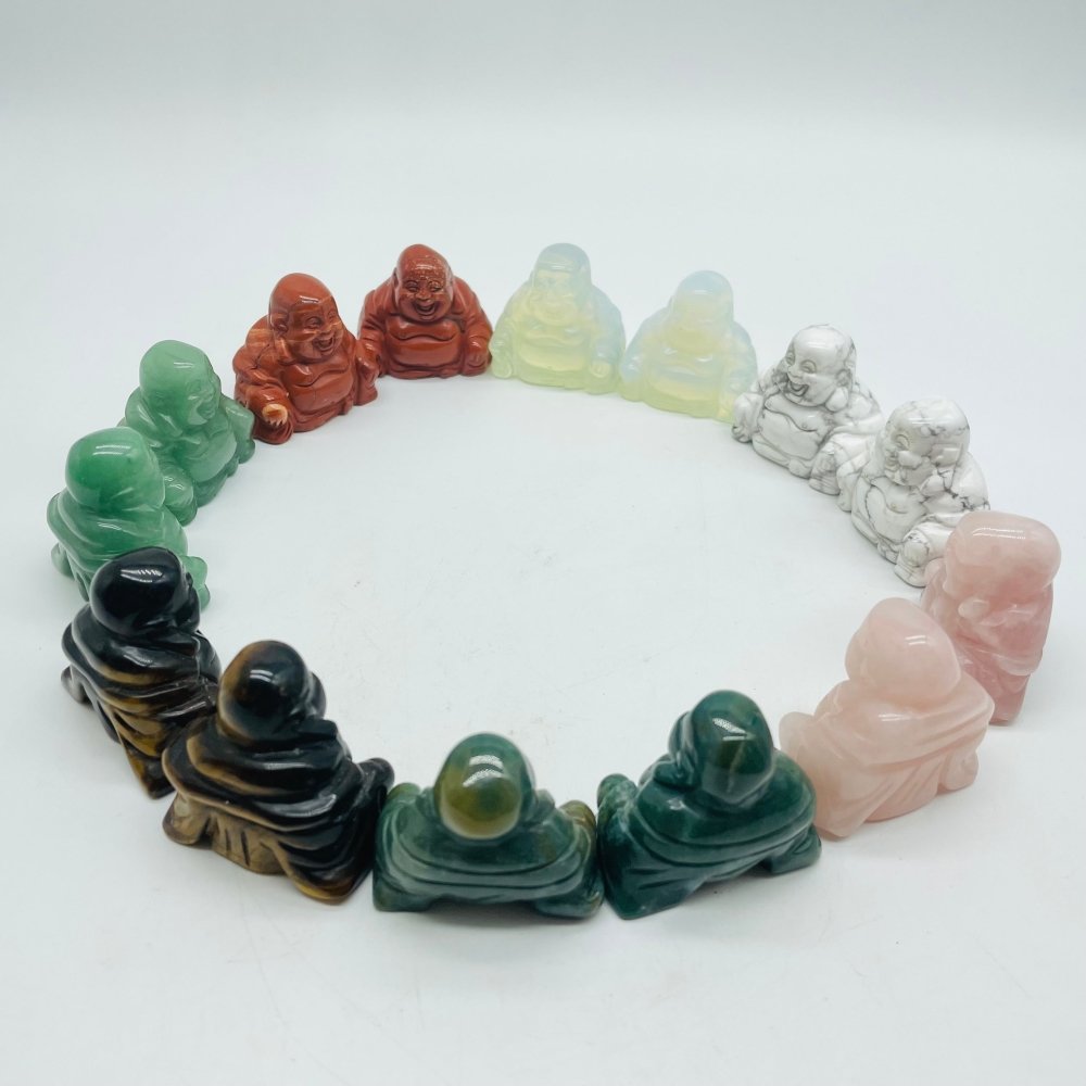 7 Types Fat Belly Buddha Maitreya Carving Tiger Eye Moss Agate Wholesale -Wholesale Crystals