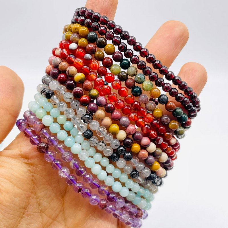 7 Types Mini Beads Bracelet Wholesale Carnelian Black Tourmaline Ocean Jasper -Wholesale Crystals