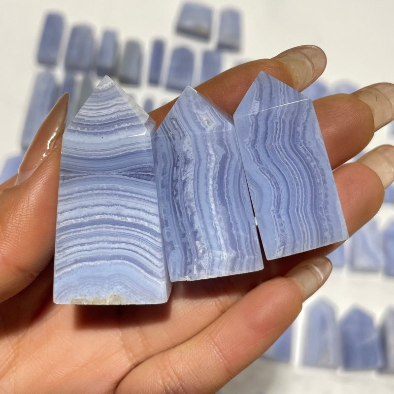 71 Pieces High Quality Blue Lace Agate Four-Sided Points -Wholesale Crystals