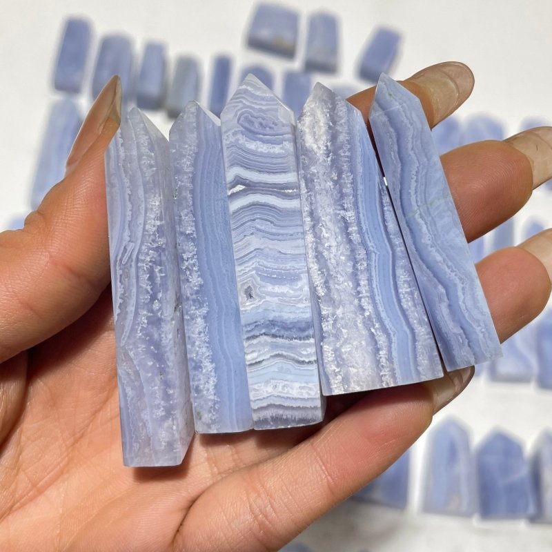 71 Pieces High Quality Blue Lace Agate Four-Sided Points -Wholesale Crystals