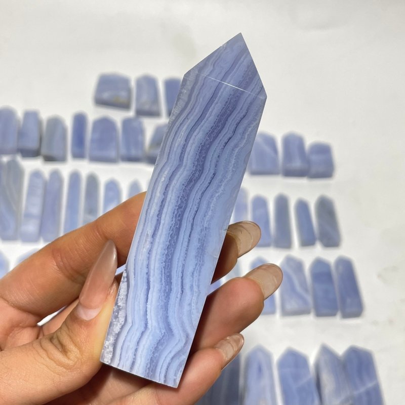 71 Pieces High Quality Blue Lace Agate Four-Sided Points -Wholesale Crystals