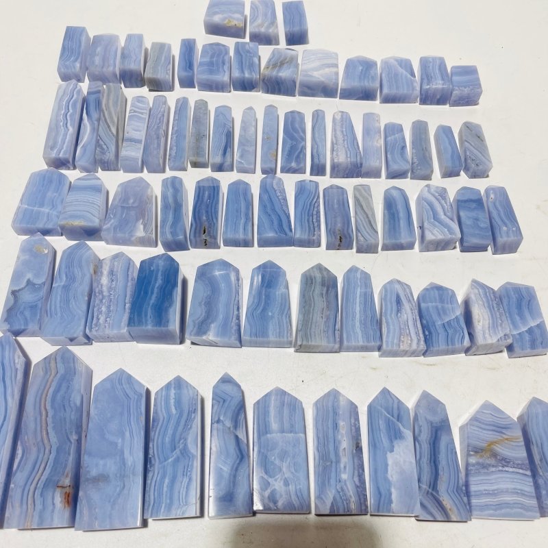 71 Pieces High Quality Blue Lace Agate Four-Sided Points -Wholesale Crystals