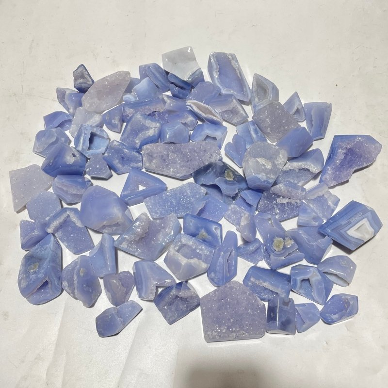 73 Pieces Polished Geode Blue Chalcedony Free Form -Wholesale Crystals