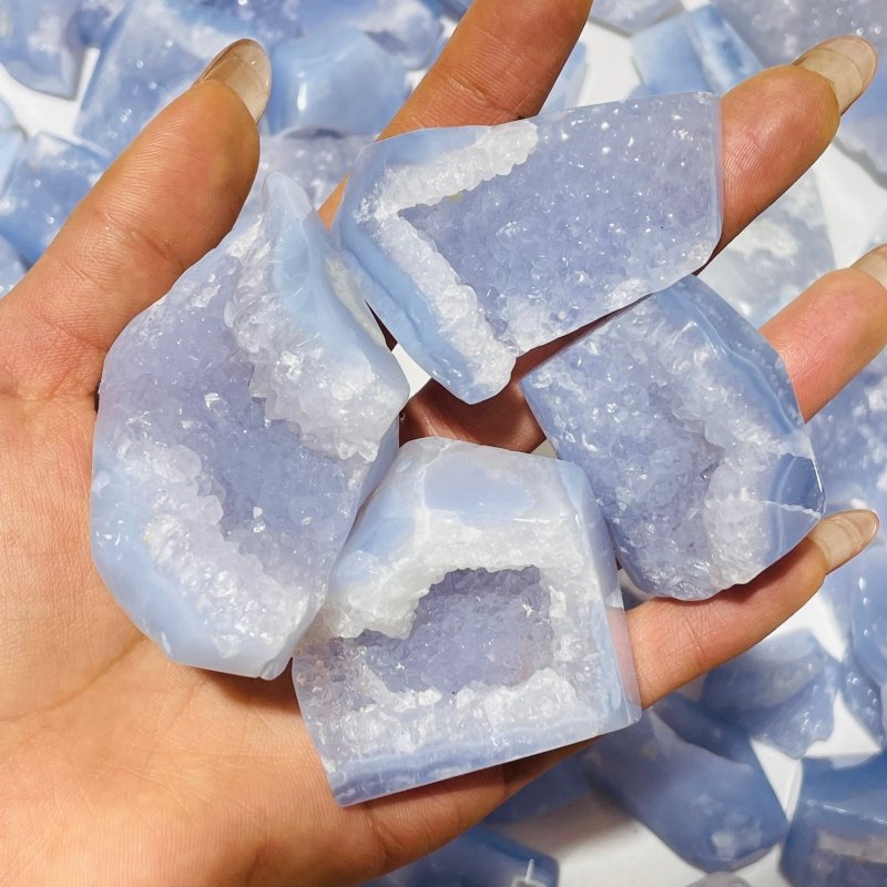 73 Pieces Polished Geode Blue Chalcedony Free Form -Wholesale Crystals