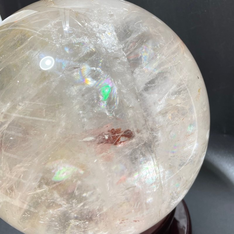 7.4inch Large Hematoid Quartz With Big Rainbow Clear Quartz Sphere - Wholesale Crystals