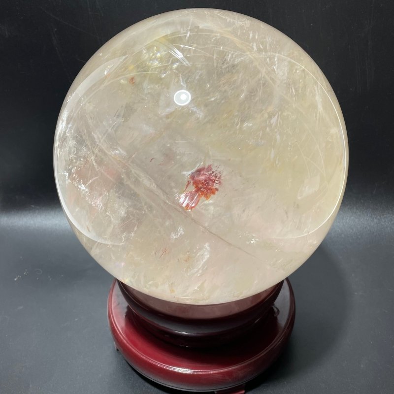 7.4inch Large Hematoid Quartz With Big Rainbow Clear Quartz Sphere - Wholesale Crystals