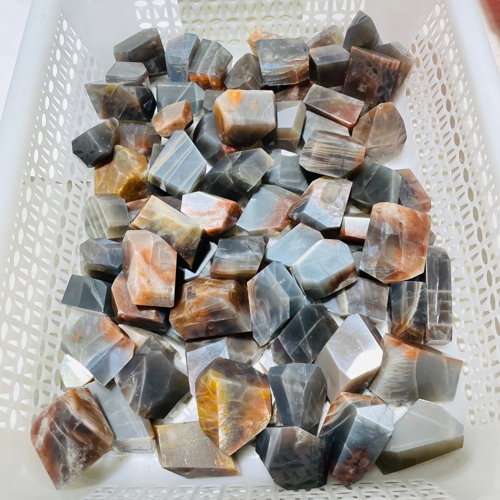 75 Pieces Black Rainbow Sun Stone With Hematite Free Form -Wholesale Crystals