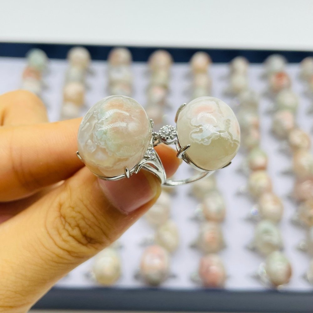 78 Pieces Sakura Flower Agate Different Styles Ring -Wholesale Crystals