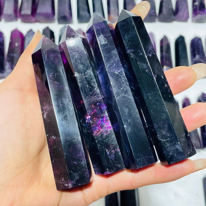 79 Pieces Deep Purple Fluorite Points -Wholesale Crystals