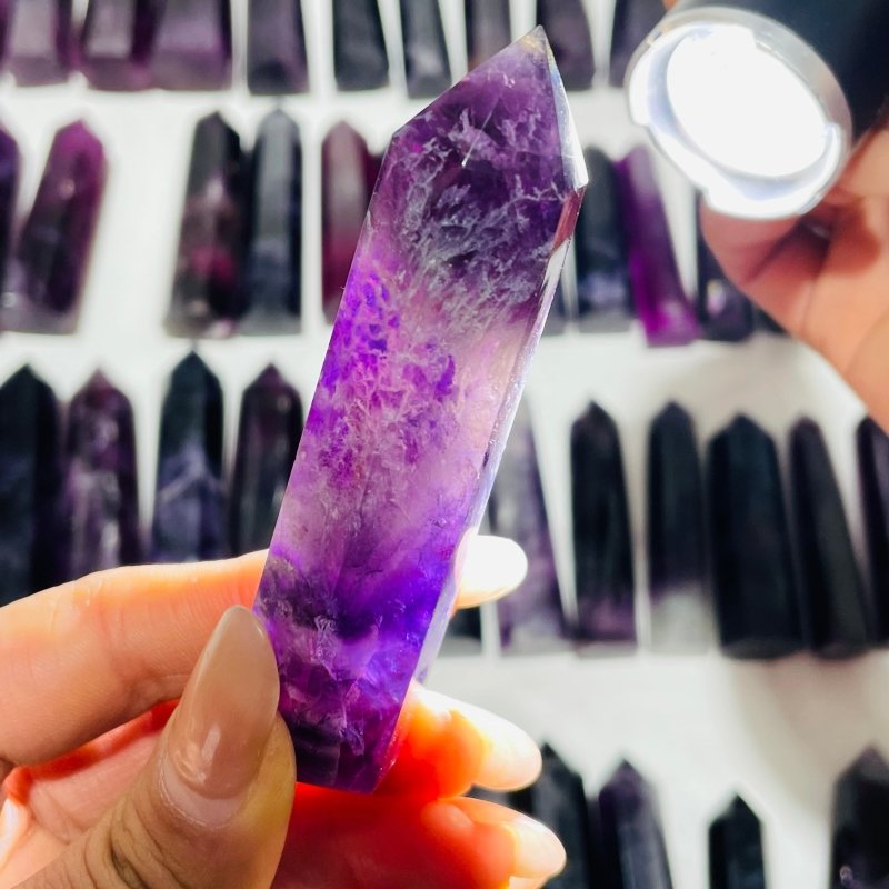79 Pieces Deep Purple Fluorite Points -Wholesale Crystals