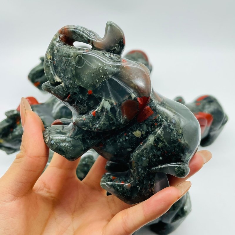 8 Pieces Africa Blood Stone Elephant Animal Carving -Wholesale Crystals