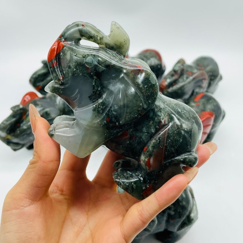 8 Pieces Africa Blood Stone Elephant Animal Carving -Wholesale Crystals