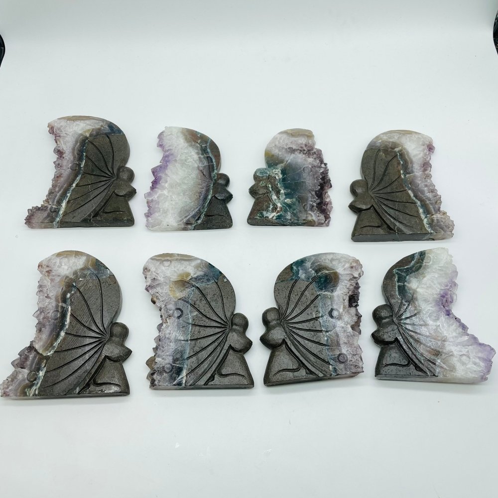 8 Pieces Amethyst Cluster Butterfly Fairy Carving -Wholesale Crystals