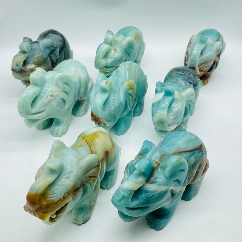 8 Pieces Caribbean Calcite Elephant Carving -Wholesale Crystals