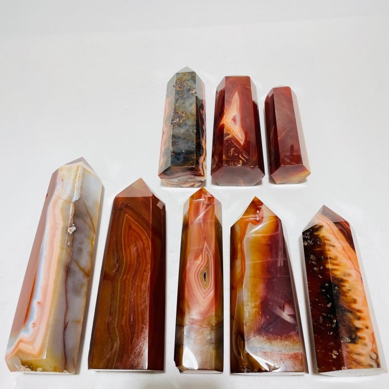 8 Pieces Fat Large Carnelian Points -Wholesale Crystals