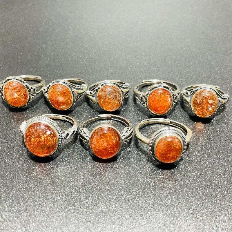 8 Pieces High Quality Sunstone Different Styles Sterling Silver Ring -Wholesale Crystals