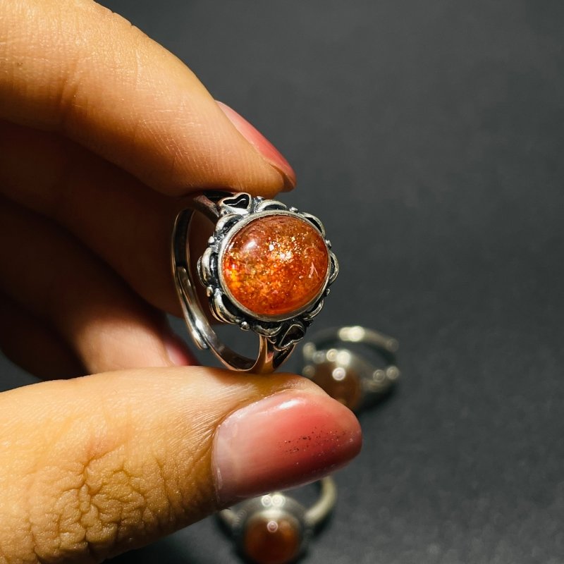 8 Pieces High Quality Sunstone Different Styles Sterling Silver Ring -Wholesale Crystals