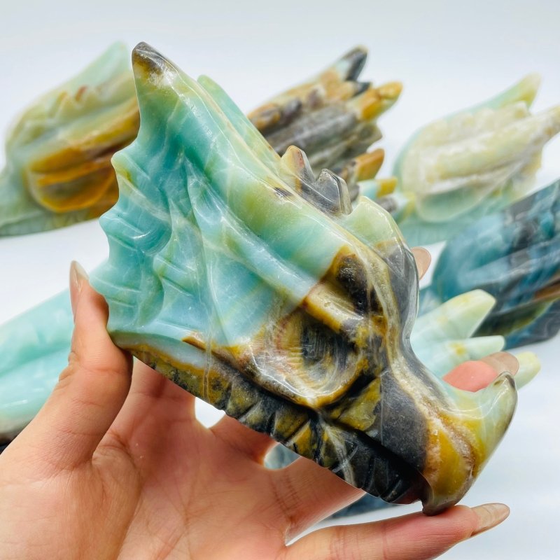 8 Pieces Large Caribbean Calcite Dragon Head Carving -Wholesale Crystals