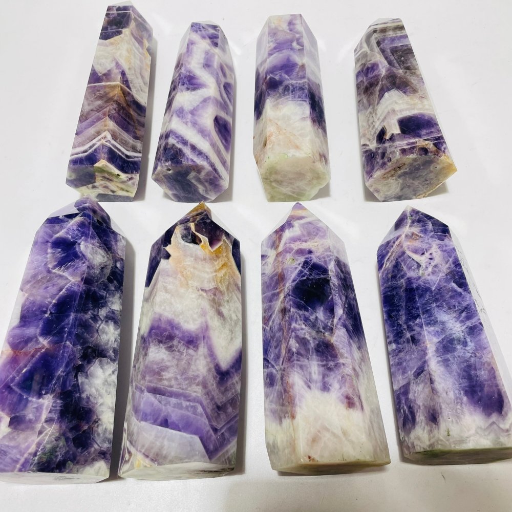 8 Pieces Large Chevron Amethyst Tower Points -Wholesale Crystals