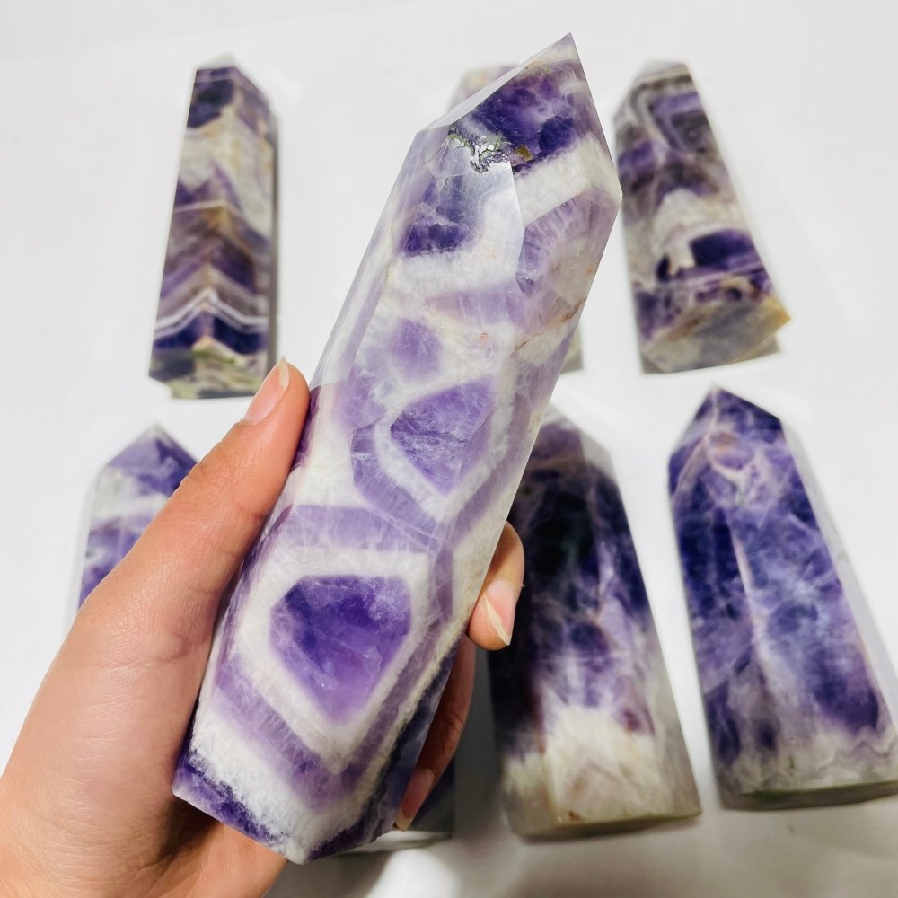 8 Pieces Large Chevron Amethyst Tower Points -Wholesale Crystals