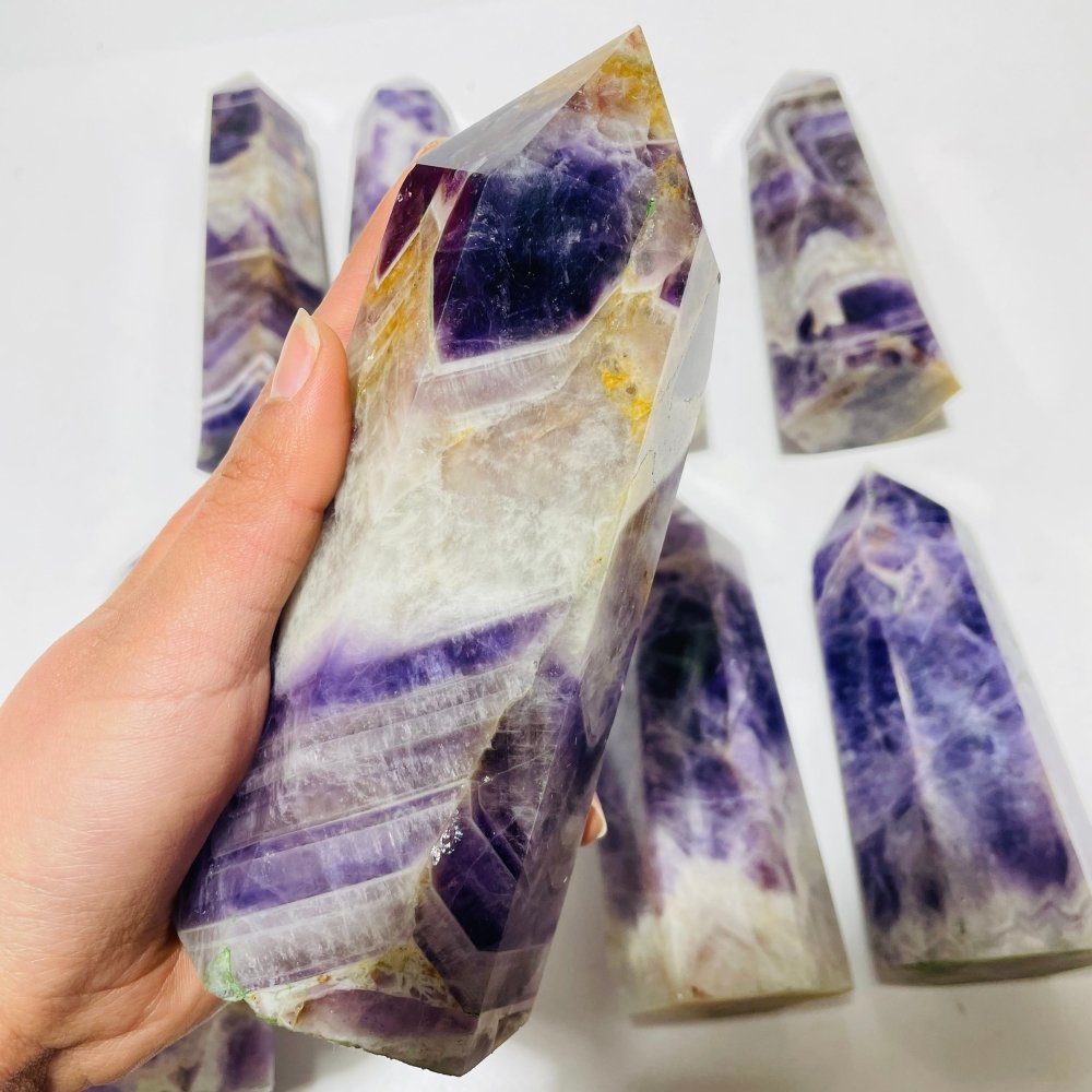 8 Pieces Large Chevron Amethyst Tower Points -Wholesale Crystals