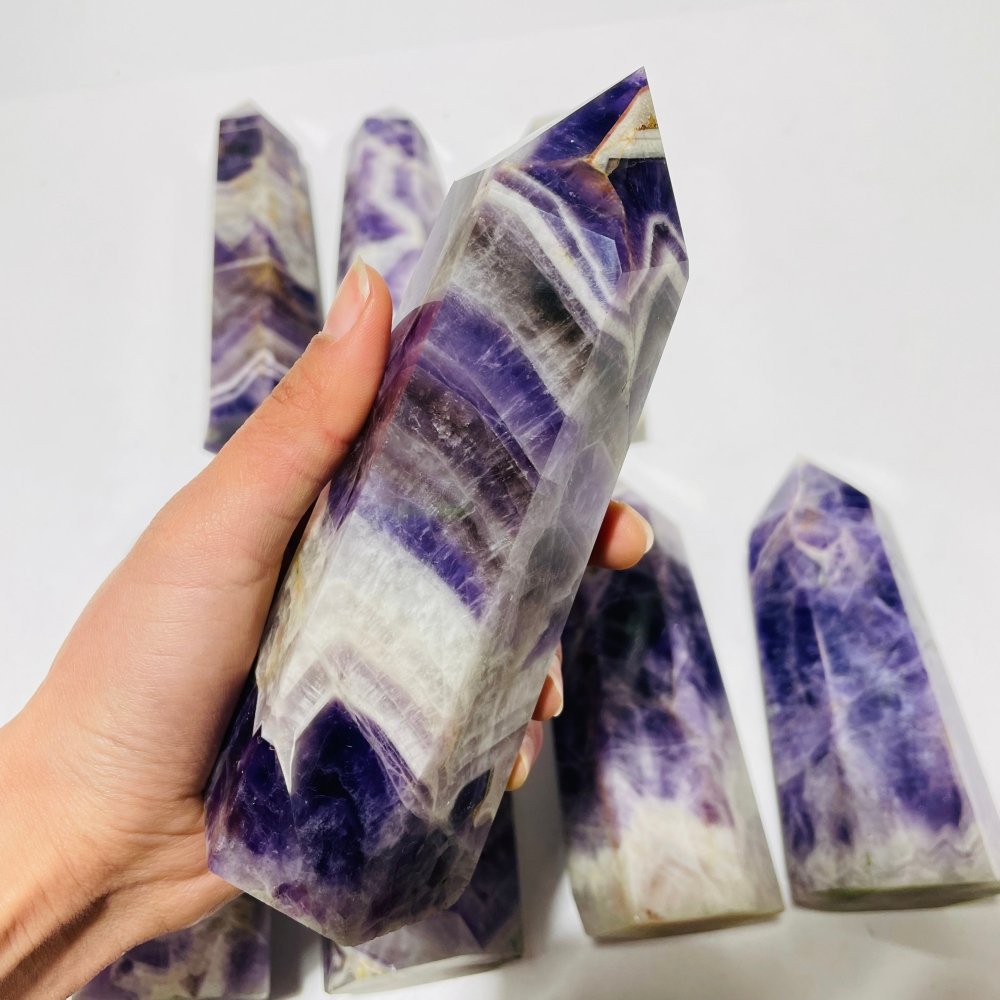 8 Pieces Large Chevron Amethyst Tower Points -Wholesale Crystals