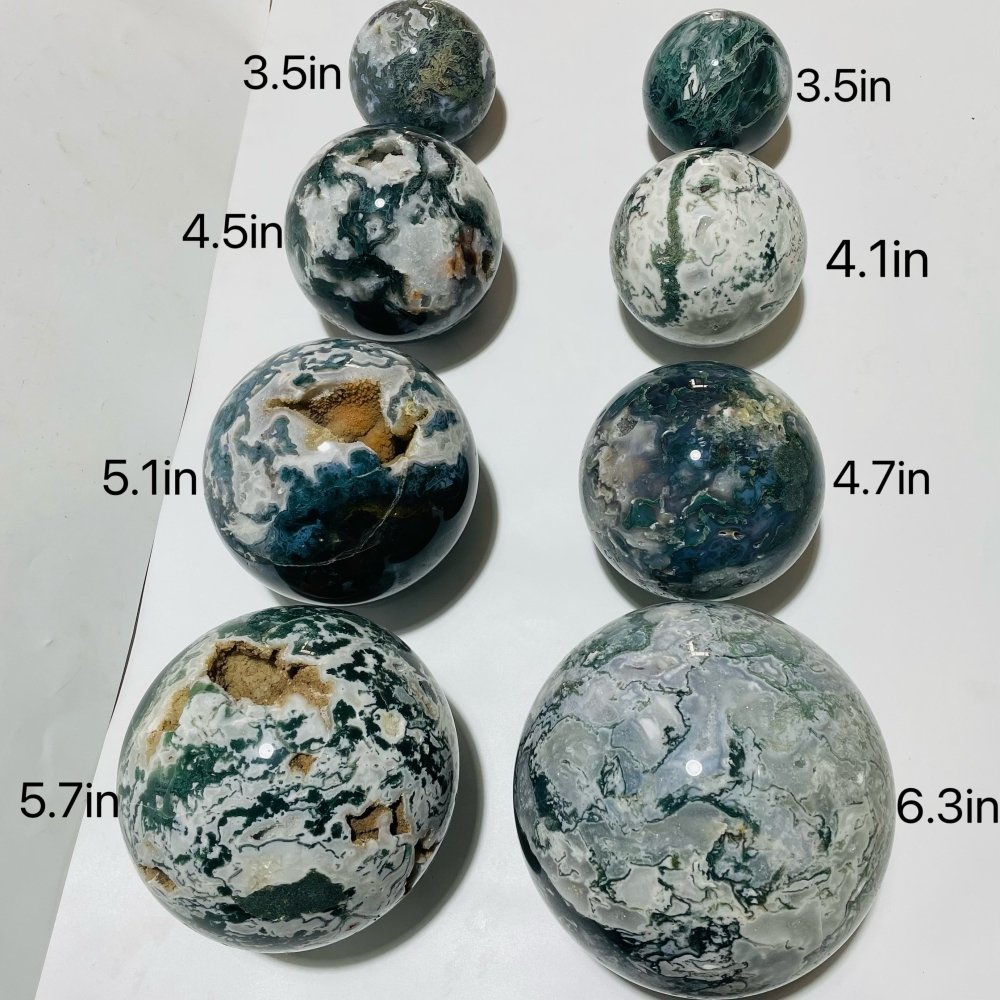 8 Pieces Large Geode Druzy Moss Agate Spheres -Wholesale Crystals