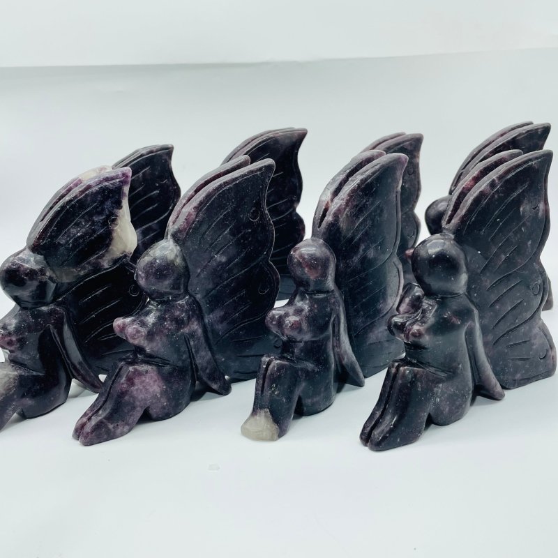 8 Pieces Lepidolite Butterfly Fairy Carving -Wholesale Crystals